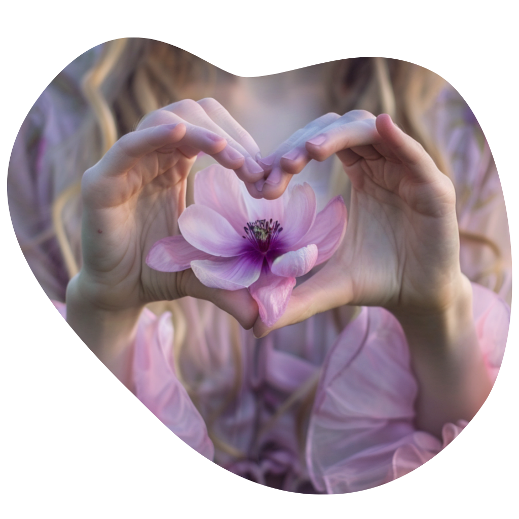 11 Mains formant un coeur avec une fleur